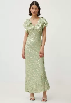 Never Fully Dressed rochie Tilda Dress culoarea verde, maxi, evazati, NFDDR1350 imagine