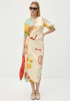 Never Fully Dressed rochie Vienna Wrap Dress midi, evazati, NFDDR1567 imagine