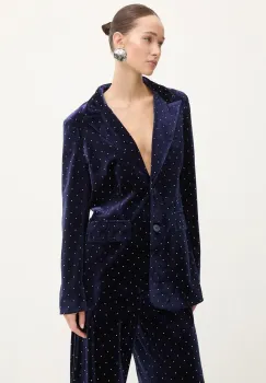 Never Fully Dressed sacou Navy Hot Fix Blazer culoarea albastru marin, un singur rand de nasturi, NFDOU395 imagine