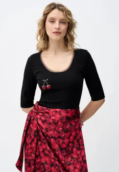 Never Fully Dressed tricou Cherry Teddy culoarea negru, NFDTO2102 imagine