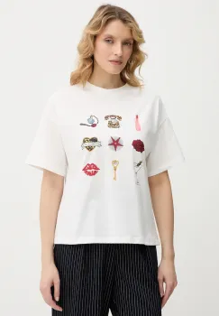 Never Fully Dressed tricou din bumbac Icons culoarea alb, NFDTO2075 imagine