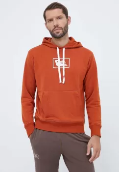 New Balance bluza barbati, culoarea maro, cu gluga, cu imprimeu imagine