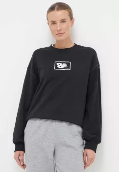 New Balance bluza femei, culoarea negru, cu imprimeu imagine
