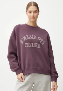 New Balance bluza femei, culoarea violet, cu imprimeu, WT43516PLN imagine