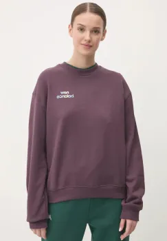 New Balance bluza femei, culoarea violet, cu imprimeu, WT43559PLN imagine