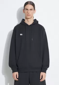 New Balance bluza Small Logo French barbati, culoarea negru, cu gluga, neted, MT41508BK imagine