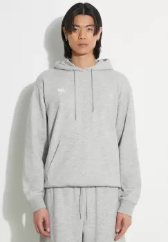 New Balance bluza Sport Essentials barbati, culoarea gri, cu gluga, melanj, MT41508AG imagine