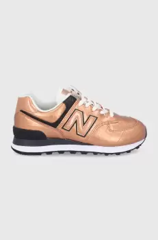 New Balance Ghete de piele WL574PX2 culoarea auriu, cu toc plat imagine
