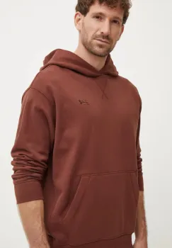 New Balance hanorac de bumbac barbati, culoarea maro, cu gluga, uni, MT41534ROK imagine
