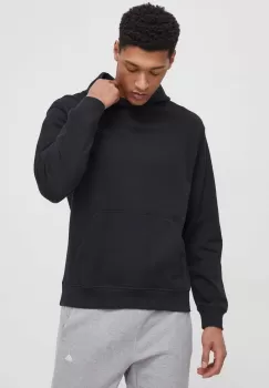 New Balance hanorac de bumbac barbati, culoarea negru, cu gluga, cu imprimeu imagine