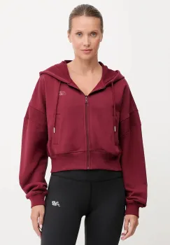 New Balance hanorac de bumbac culoarea bordo, cu gluga, uni, WJ51506MHB imagine