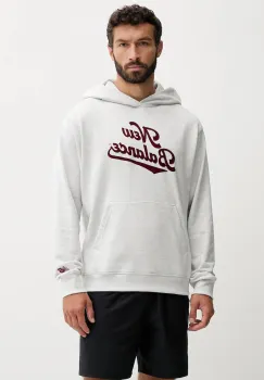 New Balance hanorac de bumbac culoarea gri, cu gluga, melanj, MT53902AHH imagine