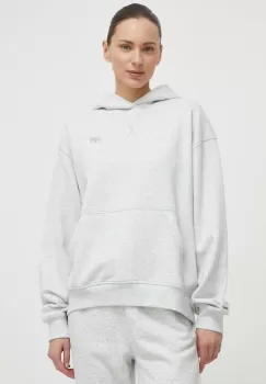New Balance hanorac de bumbac femei, culoarea gri, cu gluga, melanj, WT41537AHH imagine