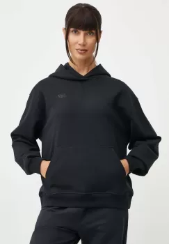 New Balance hanorac de bumbac femei, culoarea negru, cu gluga, neted, WT41537BK imagine