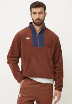 New Balance hanorac fleece culoarea maro, cu imprimeu, MT43518ROK imagine