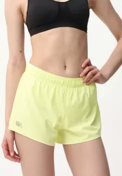 New Balance pantaloni scurti de alergare culoarea verde, neted, medium waist, WS41286LLT imagine
