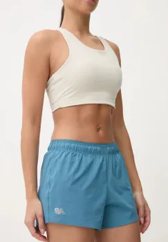 New Balance pantaloni scurti de alergare culoarea verde, uni, medium waist, WS41286TEI imagine