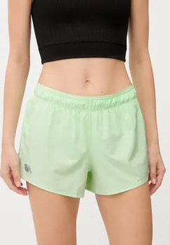 New Balance pantaloni scurti de antrenament culoarea verde, uni, high waist, WS41286MEW imagine