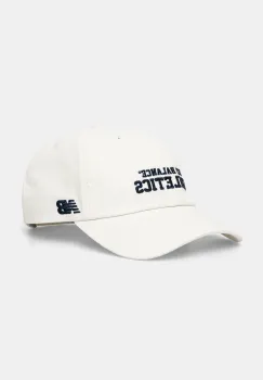 New Balance sapca de baseball din bumbac culoarea bej, cu imprimeu, LAH51014SST imagine