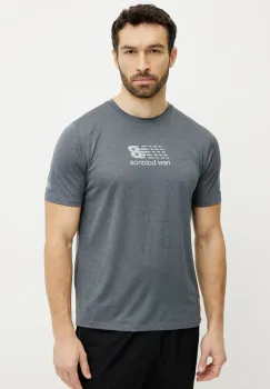 New Balance tricou de alergare Athletics Graphic culoarea gri, cu imprimeu, MT51204GT imagine