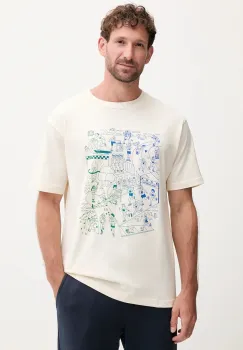 New Balance tricou din bumbac culoarea bej, cu imprimeu, MT53916PEF imagine