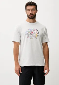 New Balance tricou din bumbac culoarea gri, cu imprimeu, MT53905AHH imagine