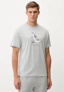 New Balance tricou din bumbac culoarea gri, cu imprimeu, MT53941AG imagine