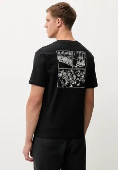 New Balance tricou din bumbac culoarea negru, cu imprimeu, MT53921BK imagine