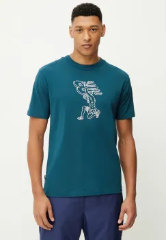 New Balance tricou din bumbac culoarea turcoaz, cu imprimeu, MT51978DOE imagine