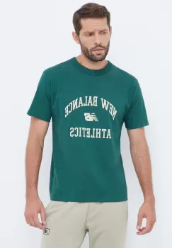 New Balance tricou din bumbac culoarea verde, cu imprimeu imagine