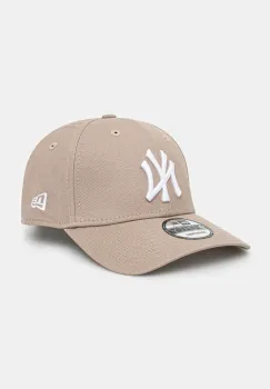 New Era sapca de baseball din bumbac culoarea bej, neted, 60471457 imagine