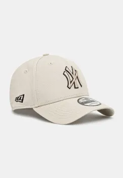 New Era sapca de baseball din bumbac culoarea bej, neted, 60595199 imagine