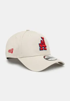 New Era sapca de baseball din bumbac culoarea bej, neted, 60595218 imagine