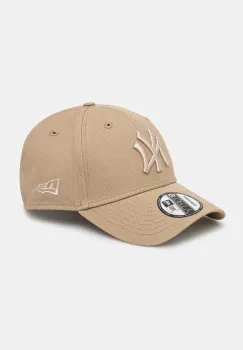 New Era sapca de baseball din bumbac culoarea bej, neted, NEW YORK YANKEES imagine