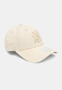 New Era sapca de baseball din bumbac LEAGUE ESSENTIAL 9FORTY(R) NEW YORK YANKEES culoarea bej, cu imprimeu, 60137667 imagine