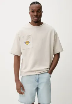 New Era tricou barbati, culoarea bej, uni, 60596444 imagine