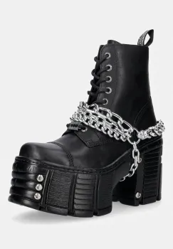 New Rock botine cu toc pentru femei din piele ITALI NEGRO, TOWER MAX + TORNILLO AD-2984 imagine
