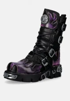 New Rock botine de piele ITALI NEGRO, PULIK FUEGO LILA, REACTOR NEGRO imagine