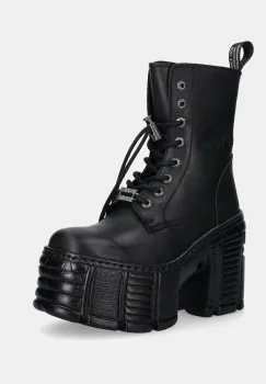 New Rock cizme de piele CRUST NEGRO, TOWER MAX culoarea negru, cu toc drept, M-TM001-C2 imagine