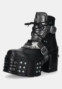 New Rock cizme de piele ITALI NEGRO BOX PLANE culoarea negru, cu toc drept, M-TM004-C3 imagine