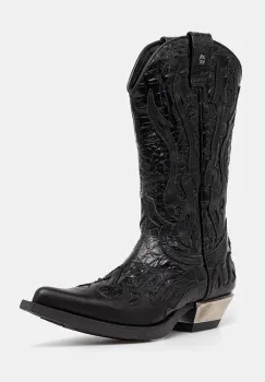 New Rock cizme de piele Nomada Y Firence Negro, West Negro-Acero T.Acero culoarea negru, cu toc drept, M-7921-S1 imagine