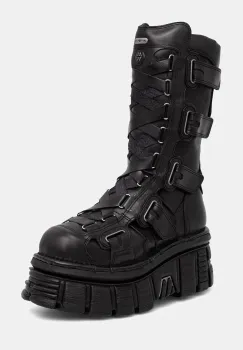 New Rock cizme pentru femei din piele ITALI NEGRO, NOMADA NEGRO, TOWER E14 imagine