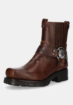 New Rock ghete chelsea de piele Alaska Cuero, Motorcycle Marron culoarea maro, cu platforma, M-7605-S20 imagine