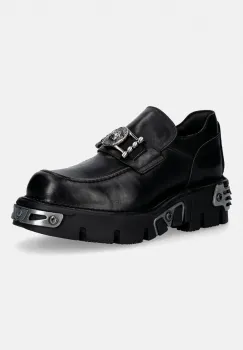 New Rock mocasini de piele CRUST NEGRO, REACTOR NEGRO TOBERAS imagine
