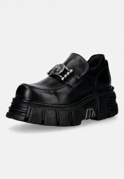 New Rock mocasini de piele CRUST NEGRO, TOWER NEGRO LATERAL imagine