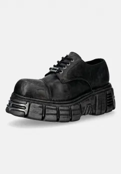New Rock pantofi de piele CRUST NEGRO ACABADO DESTROYED, TOWER NEG imagine