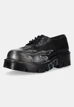New Rock pantofi de piele METALLIC culoarea negru, M-1553-C3 imagine