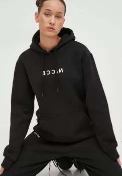 Nicce bluza femei, culoarea negru, cu gluga, cu imprimeu imagine
