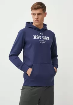 Nike bluza Boston Red Sox barbati, culoarea albastru marin, cu gluga, cu imprimeu imagine