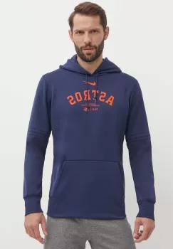 Nike bluza Houston Astros barbati, culoarea albastru marin, cu gluga, cu imprimeu imagine